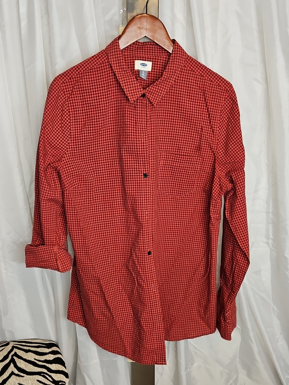 Old Navy Red Checked Casual Button-Down Shirt Xl Tall